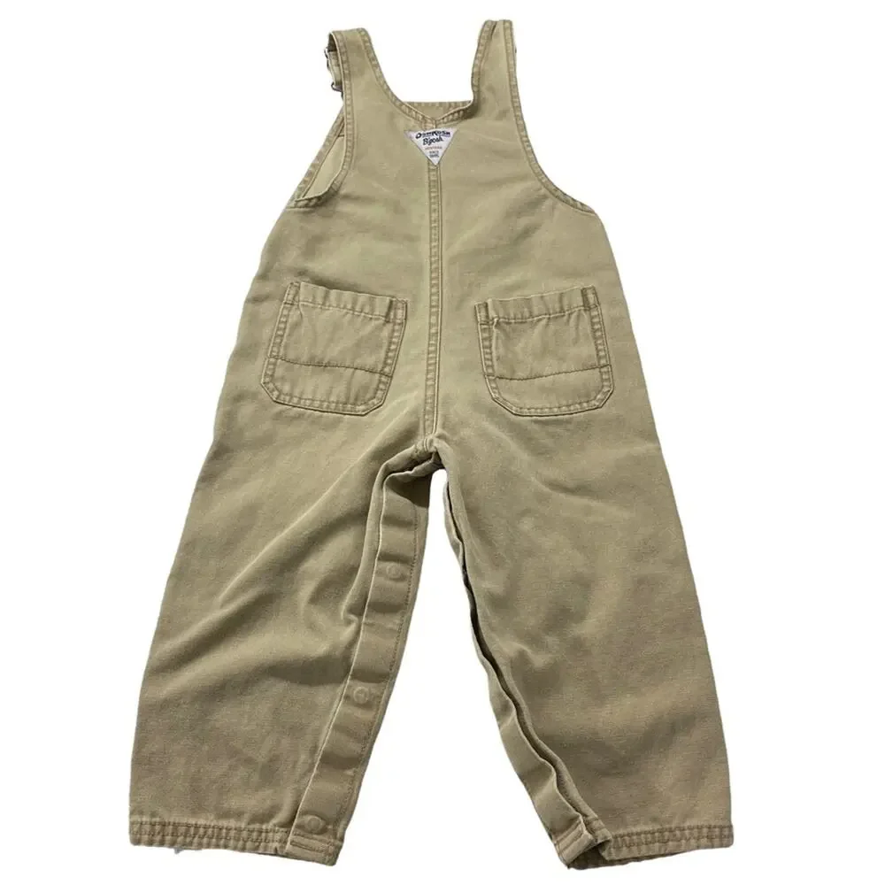 OshKosh B'gosh Boys 24 Months Vestbak Overalls Pants Moose Mountain Beige Khaki